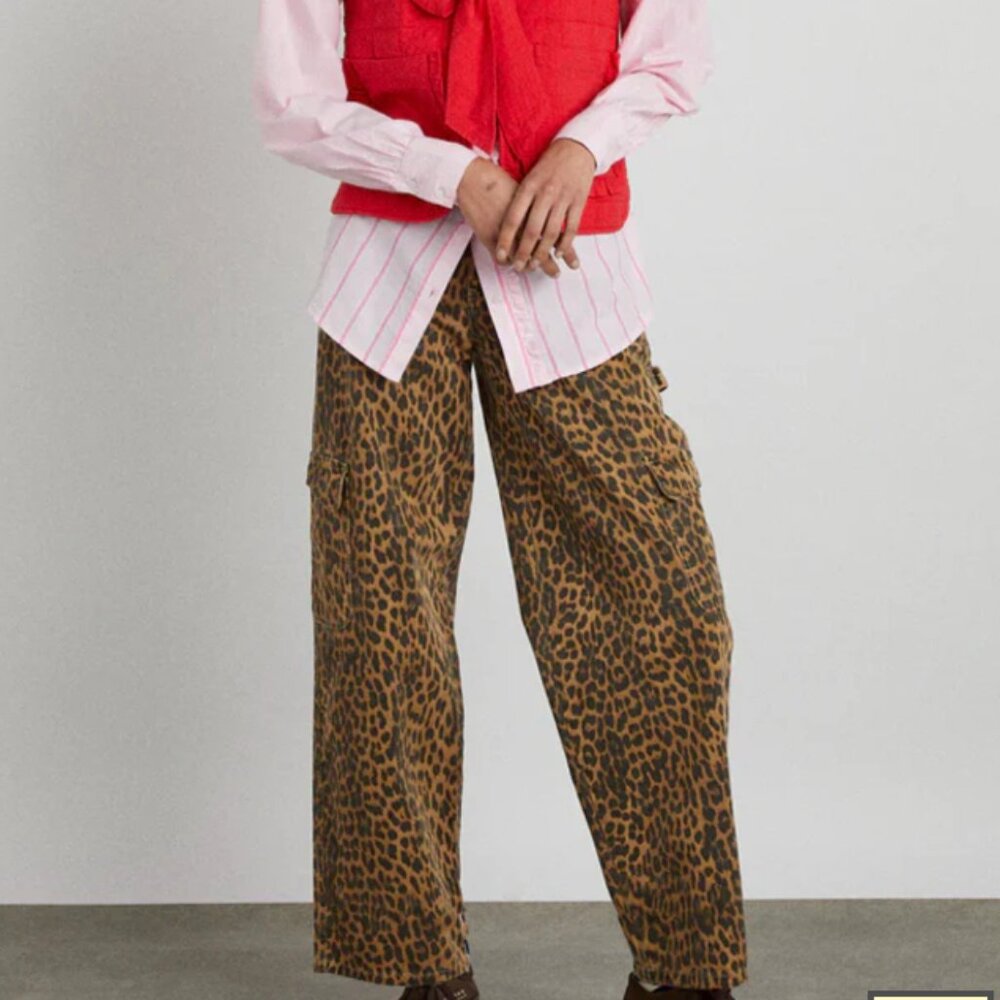 Leopard Print Wide Leg Jeans